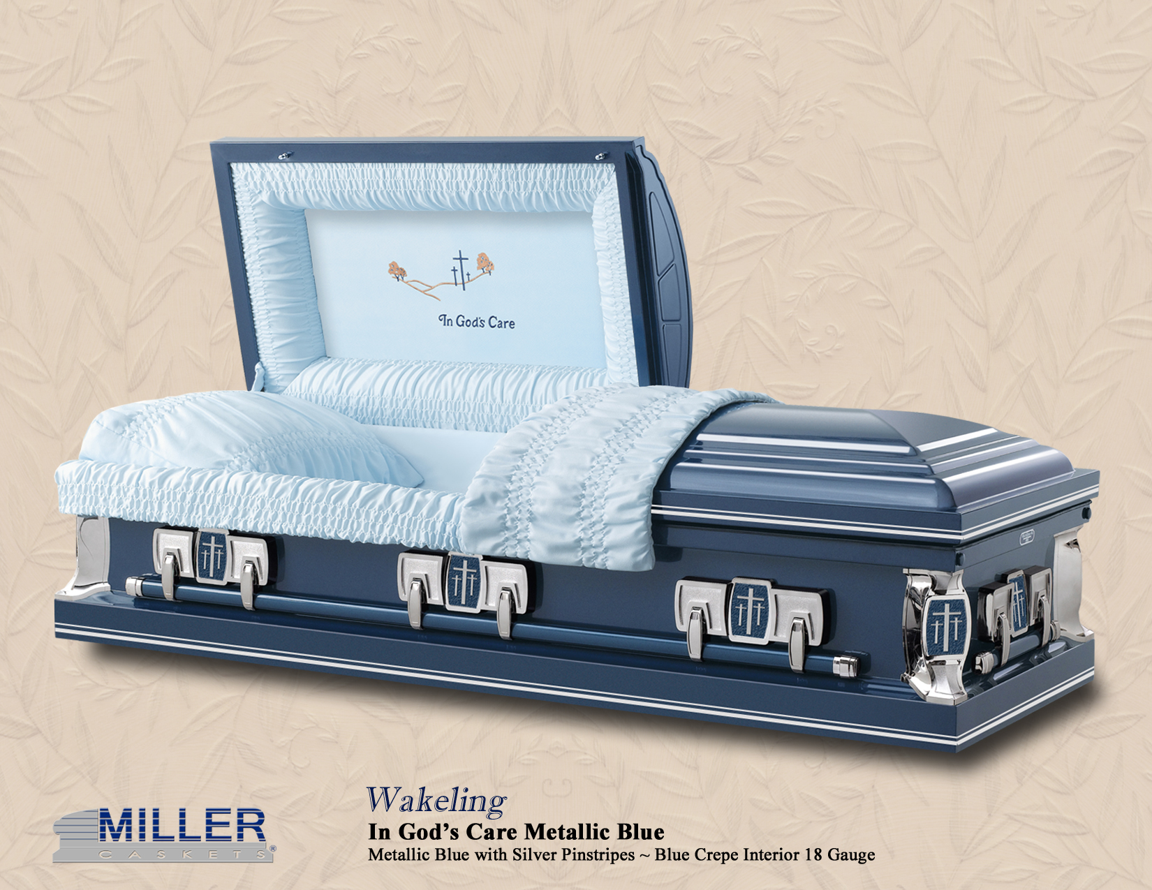 Wakeling In Gods Care Metallic Blue Pinstripes